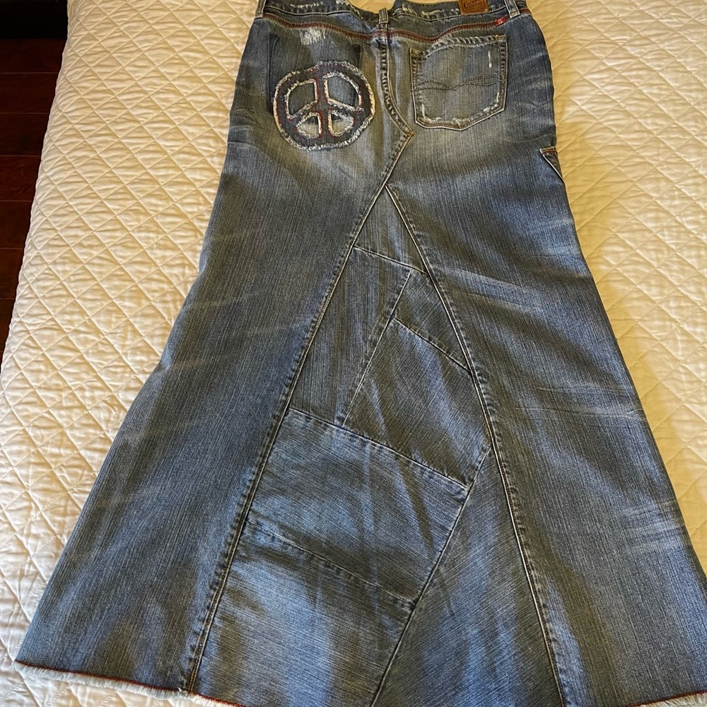 Denim long skirt